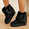 Botas de nieve cálidas para mujer, talla grande transfronteriza, nuevo estilo de invierno 2026, suela gruesa, forro polar, felpa, zapatos de algodón de caña corta