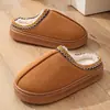 Pantuflas de algodón, tamaño extragrande para mercados internacionales, estilo invierno, ligeras y cálidas, adecuadas para uso en interiores, diseño de media pantufla, suela gruesa, pantuflas de algodón afelpado