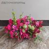Orden de boda banquete de bodas flor artificial rosa roja floral decoración de boda tarjeta de bienvenida tablero KT flor falsa de boda flor de seda flor decorativa