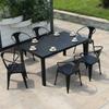 Mesa e cadeira ao ar livre cafeteria à prova d'água pátio combinação lazer jardim varanda madeira plástica madeira anticorrosiva mesa e cadeira com guarda-chuva anticorrosivo