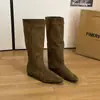 Botas de Punta Aguda Estilo Maillard Desmontables de Dos Formas de Usar Mujer 2026 Elevador de Plantilla Hebilla Botas Altas de Montar por Encima de la Rodilla