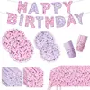 Decorações de Festa Temáticas Amazon Rosa-Roxo Demônio Relâmpago Caçador de Demônios Pratos de Papel Descartáveis, Copos de Papel, Guardanapos de Papel