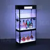 Bar Ktv Gabinete de Vino Luminoso LED Vino Tinto Vino Extranjero Champagne Estante de Vino de Acero Inoxidable Estante de Exhibición Desmontable