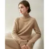 Suéter de Cashmere Puro Espesso de Dupla Trama de Luxo Leve para Mulheres, Suéter de Base de Gola Alta, Suéter de Tricô com Manga Raglan Novo Estilo 2026