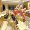 Llavero de Dibujos Animados de Oro Puro 999 Riqueza Instantánea Colgante para Bolso Chapado en Oro Regalo Promocional de Tienda para Clientes