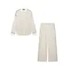 Ropa de Mujer 2026 Comercio Exterior Transfronterizo Otoño Nueva Moda Camisa Rayada Bloque de Color + Pantalones Rayados Bloque de Color