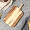 Bandeja de Madera de Acacia Transfronteriza, Bandeja de Té, Tabla de Cortar de Madera Maciza, Tabla Antideslizante para Pizza, Uso Doméstico en la Cocina, Venta al por Mayor y Dropshipping desde el Fabricante