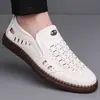 Sandalias Transfronterizas para Hombre, Talla Grande 2026 Modelo Nuevo, Zapatos Transpirables Perforados de Cuero Genuino, Zapatos Casuales de Cuero Huecos para el Día a Día