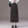 Falda midi de terciopelo con estampado de leopardo para mujer, otoño e invierno 2026, corte recto, cintura elástica, con cordón en la cintura, adelgazante, falda ajustada