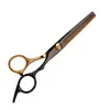 Set de Tijeras Profesionales para Peluquería de Venta Caliente en Amazon Transfronterizo, Acero Inoxidable Negro y Dorado Diente Plano Profesional Set para Peluquería en Casa