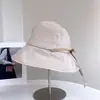 Sombrero de Pescador con Cordones y Lazo de Encaje de Secado Rápido para Primavera y Verano para Mujer, Estilo Japonés Versátil Sombrero de Cubo para Protección Solar, Sombrero Casual de Sombrilla, Moderno