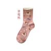 Calcetines para Mujer Verano Delgados Blancos de Rizo Anti-Pilling Media Caña Calcetines de Confinamiento Transpirables Calcetines de Oso Rosa para Mujer