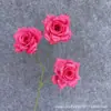 Venda Direta da Fábrica de Flores Artificiais Rosa Diamante de 3 Cabeças para Decoração de Hotel e Casa, Materiais para Decoração de Casamento Rosa em Cascata