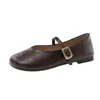 Sandalias Planas Mary Jane Estilo Francés Suave para Mujer 2026 Nueva Llegada Primavera Corte Bajo Zapatos Individuales Versátiles Casuales Zapatos Pequeños de Cuero