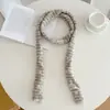 Cachecol listrado fino texturizado estilo coreano para outono e inverno, cachecol de tricô fino longo macio e aconchegante, aquecedor de pescoço versátil e quente