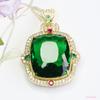 Ai Yu Pingente de Vidro Verde Retrô Britânico Colar de Esmeralda Sintética Joias Europeias e Americanas Atacado S4122407
