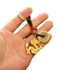 Liga de Três Dimensões Ano do Dragão Dragão Dourado Chaveiro Pingente para Homens Mulheres Chaves de Carro Bolsas Pingente diy Corda Feita à Mão