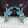60304 Cobre Hecho a Mano DIY Hoja Cloisonné Esmalte Accesorios Materiales para Accesorios del Cabello 22*53mm Pétalos de Arete