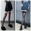 Seda Negra Sexy para Mujer Tirantes Una Pieza Encaje Calcetines hasta la Rodilla Calcetines Largos Ajustados Piernas Rojo Internet Negro Calcetines Largos