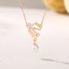 Collar Original de Caballo de la Suerte para Mujer Plata de Ley Diseño de Nicho Nueva Cadena para Suéter Chinoiserie Colgante de Unicornio Oro Rosa