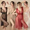 Nueva falda larga de tul lencería sexy sexy caliente malla de encaje transparente pijama falda larga retro abertura hueca