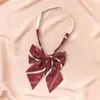 Departamento Japonés Estilo Universitario Estudiante Rayas Rojas Corbata JK Femenina Lazo Perezoso Sin Cuello Accesorios Flor de Cuello
