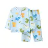 Pijamas de seda de algodón para niños de verano, ropa de casa para niñas, traje de seda fina de algodón para niños y niñas, ropa de aire acondicionado para bebés