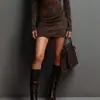 Comercio Exterior Estilo Europeo Transfronterizo Otoño 2026 Moda Sexy Ajustado al Cuerpo Vestido Ceñido a las Caderas Cuello Alto Color Sólido Nuevo Falda Corta