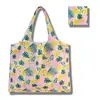 Nova grande bolsa de compras dobrável, bolsa quadrada de pano com flores, bolsa de compras portátil, bolsa tote dobrável