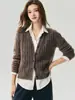 Cardigan de Punto de Seda de Morera y Cachemira con Botones, Cuello en V, Hilo Floral Nuevo Otoño 2026 Suave, Ligero y Cálido Manga Larga