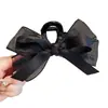 Pinza para el Cabello Negra Estilo Hepburn con Lazo Grande, Accesorio para el Cabello de Celebridad de Internet de Alto Nivel, Pinza de Tiburón para la Parte Posterior de la Cabeza