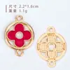 Flor de Trébol de Cuatro Hojas Accesorios Colgante Creativo Doble Colgante Aleación con Goteo de Aceite Accesorios de Joyería Pendientes Pulsera Collar DIY Lote