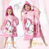 Poncho Bata de Baño Grande de Microfibra para Niños con Capucha, Ponible, Estampado Reactivo, 110-165cm