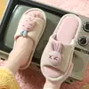 Pantuflas de Lino de Dibujos Animados para Mujer, Pantuflas de Verano para el Hogar en Pareja, Algodón y Lino Antideslizantes de Tacón Alto Silenciosas al por Mayor Estilo Coreano Moderno
