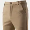 Calças Ocidentais Masculinas Stretch Forradas com Lã de Inverno Espessadas Calças de Vestuário Tubo Reto Dosagem Leve Calças de Negócios Calças Casuais da Moda para Homens