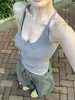 Camisole Cinza Feminina com Gola Halter Estilo Spicy Girl Cobre Axilas com Acolchoamento Lateral Esportiva Emagrecedora Costas Bonitas Roupa de Fora Camada Interna Top Verão