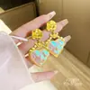 Pendientes de Diamante Amor de Aguja Plateada Europeos y Americanos Exagerados de Color Industria Pesada Sentido Avanzado Pendientes Artísticos Retro Media Antigüedad Pendientes Mujer