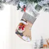 Nova Meia de Natal Média Saco de Presente de Doces de Natal Decoração com Marca de Madeira Meia de Natal Decoração Enfeites para Pendurar