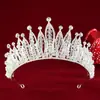 Corona de Novia Europea y Americana Transfronteriza Barroca Exquisita Corona de Cristal Bordada a Mano Tocado para Vestido de Boda