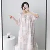 Camisola de Seda de Algodão para Mulheres, Novo Vestido de Verão Estilo Chinês, Vestido de Seda de Algodão Que Pode Ser Usado Fora, Roupa de Casa de Alto Padrão Extra Longa para Primavera e Outono