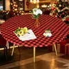 Mantel redondo de PVC transfronterizo impermeable y a prueba de aceite más terciopelo engrosado transparente impreso mantel de plástico banda elástica mantel con veta de madera