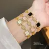 Pulsera de Zirconia Cuadrada Chapada en Oro Real de 18 Quilates Pulsera de Estilo Palacio Retro Francés Lujo Accesible Joyería de Gama Alta Venta al por Mayor