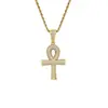 Colar Hip-Hop Europeu e Americano Colar Cruz Ankh do Egito Pingente Vida Fu Anh Colar Hip-Hop Masculino