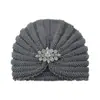 Gorro de Punto con Pedrería Transfronterizo Europeo y Americano, Gorro de Lana, Turbante Indio, Gorro de Invierno Cálido para Proteger las Orejas