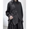 Camisa de Yamamoto con Caída para Mujer, Diseño de Botones con Tirantes Sueltos, Estilo de Nicho, Irregular, Dividida, Camisa Retro