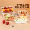 Caixa de Almoço Descartável com Tampa, Caixa de Almoço Espessa de Grau Alimentício PP, Micro-ondas, Caixa para Embalar Frutas para Piquenique Atacado