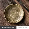 Porta-copos Japonês Liga de Metal Base para Xícara de Chá Redondo Criativo Almofada de Isolamento Térmico Porta-copos Imitação de Cobre Bandeja de Chá Kung Fu Retrô Cerimônia do Chá