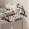 Colgador de Ropa de Cama para Dormitorio, Estante de Almacenamiento Extensible al Final de la Cama para Estudiantes Universitarios, Estante de Acero Inoxidable para Almacenamiento y Secado de Calcetines