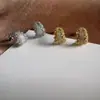 Pendientes de Flor de Zirconio Súper Brillantes Microincrustados con Forma de C para Mujer, Pendientes Casuales, de Moda, Exquisitos y Versátiles, Pendientes de Nicho de Gama Alta