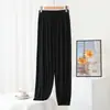 Calças Bloomers de Modal Femininas Primavera/Verão Finas Largas Casuais Esportivas Calças com Amarração no Tornozelo Anti-Mosquito Calças para Prática de Yoga Dança